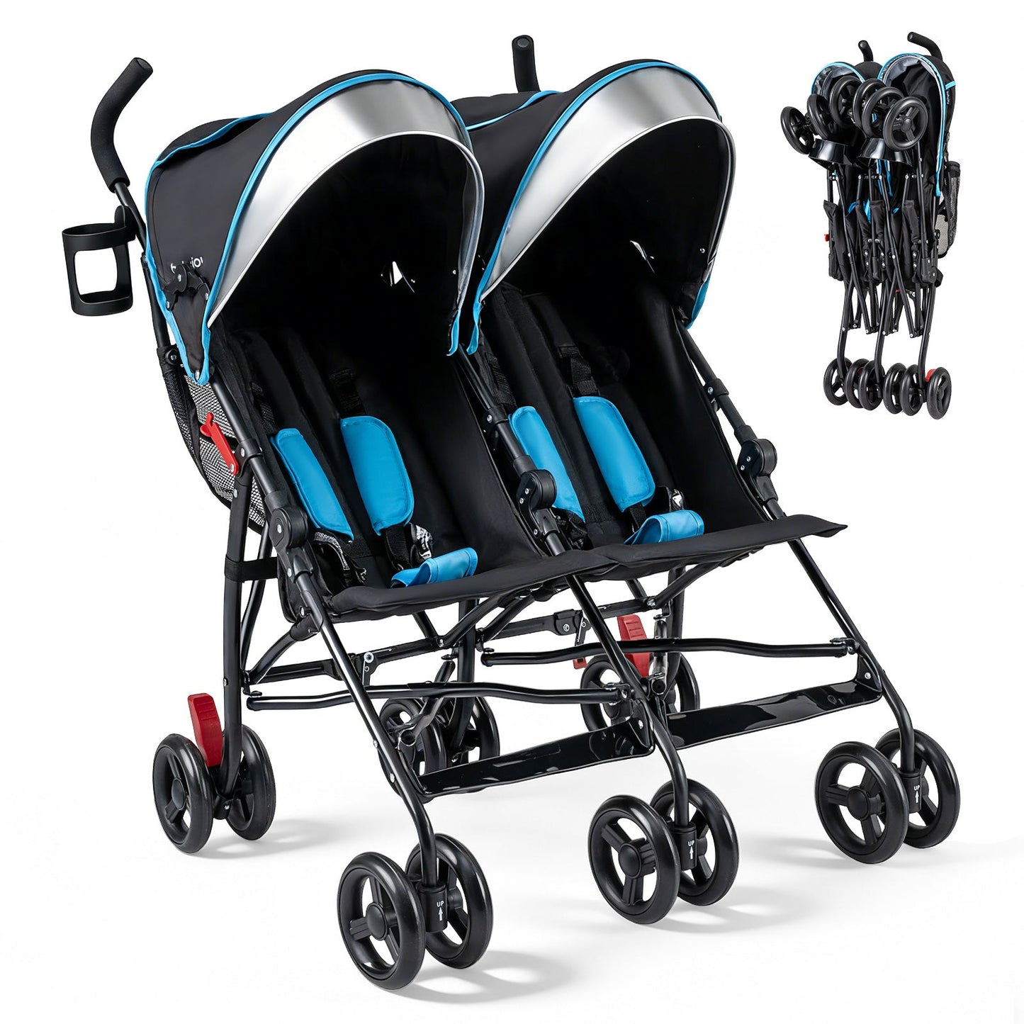 Foldable Twin Baby Double Stroller Ultralight Umbrella Kids Stroller
