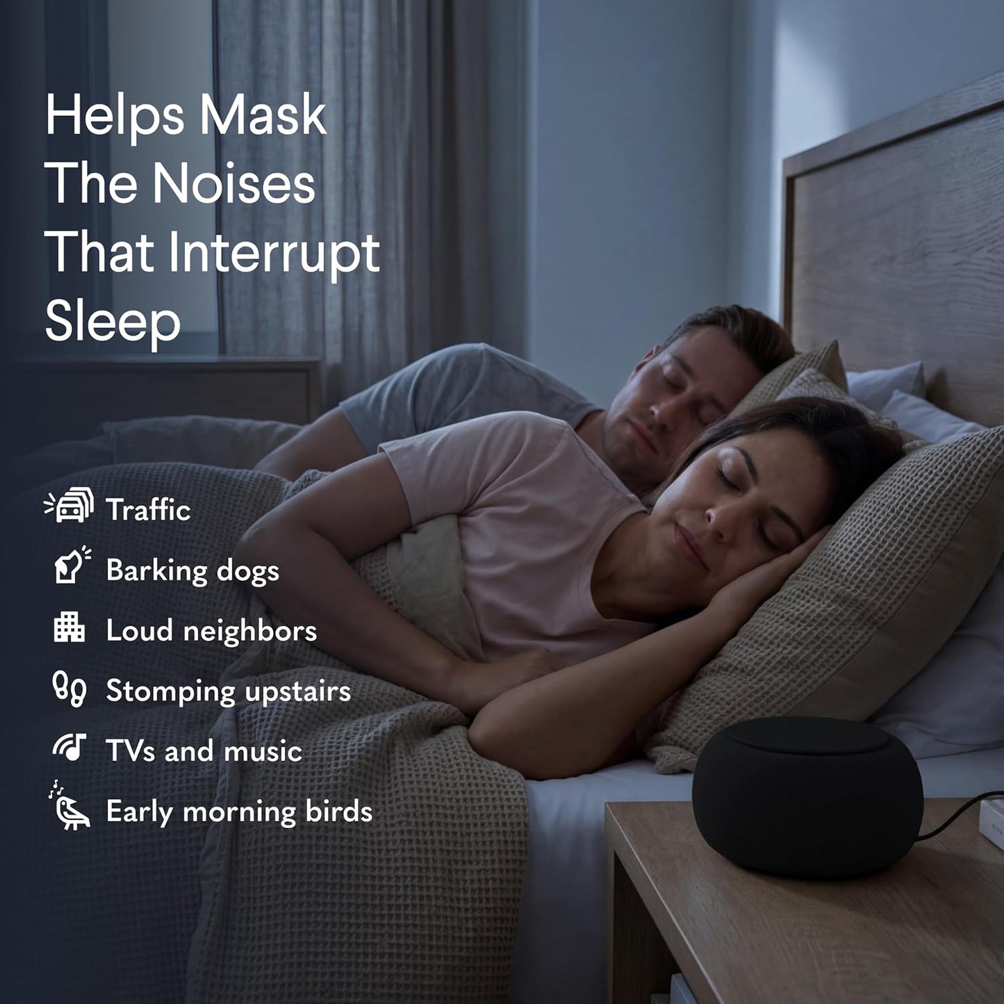 Pro - Smart White Noise Machine & Travel Case - Real Fan Inside, Non-Looping White Noise, Adjustable Tone & Volume - App-Based Remote Control & Sleep Timer - Midnight