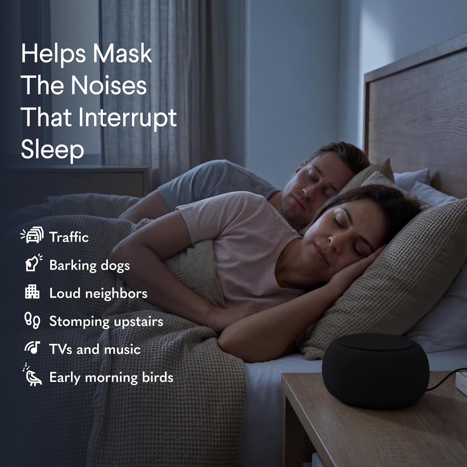 Pro - Smart White Noise Machine & Travel Case - Real Fan Inside, Non-Looping White Noise, Adjustable Tone & Volume - App-Based Remote Control & Sleep Timer - Midnight