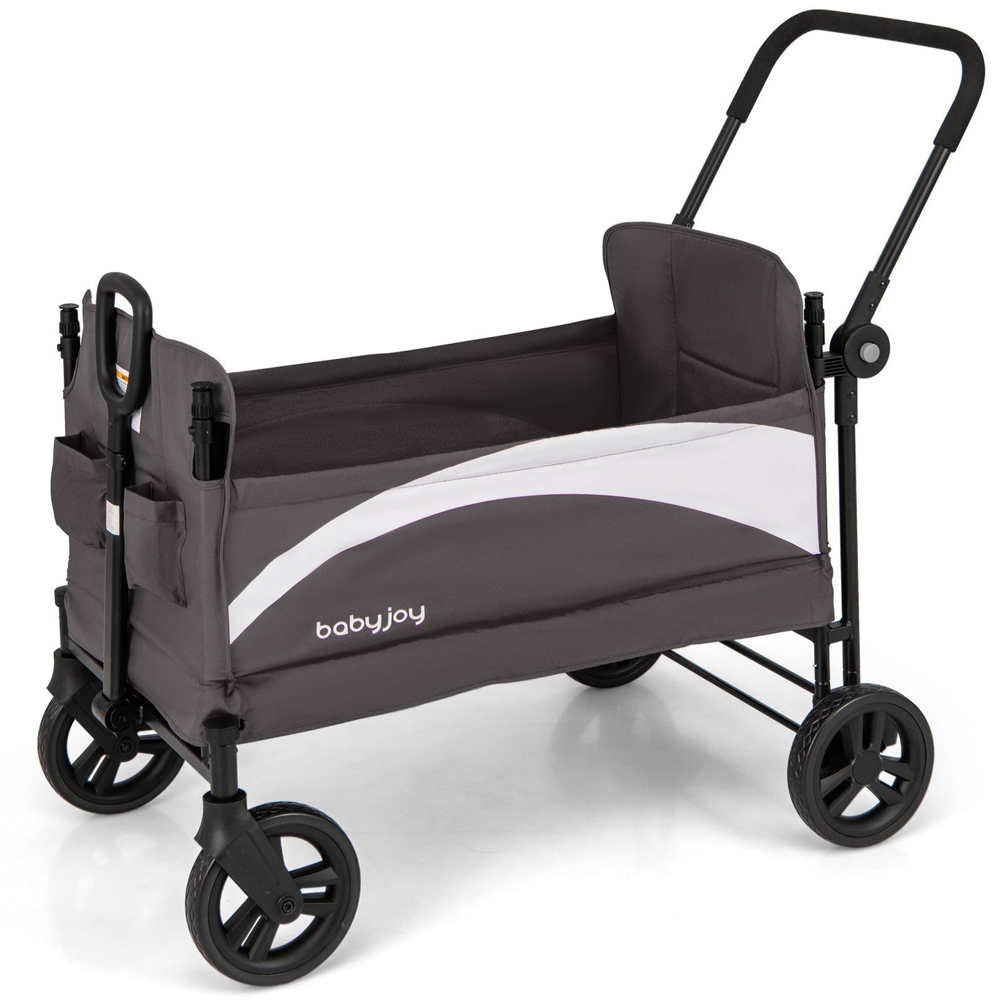 2-Seat Stroller Wagon with Adjustable Canopy and Handles