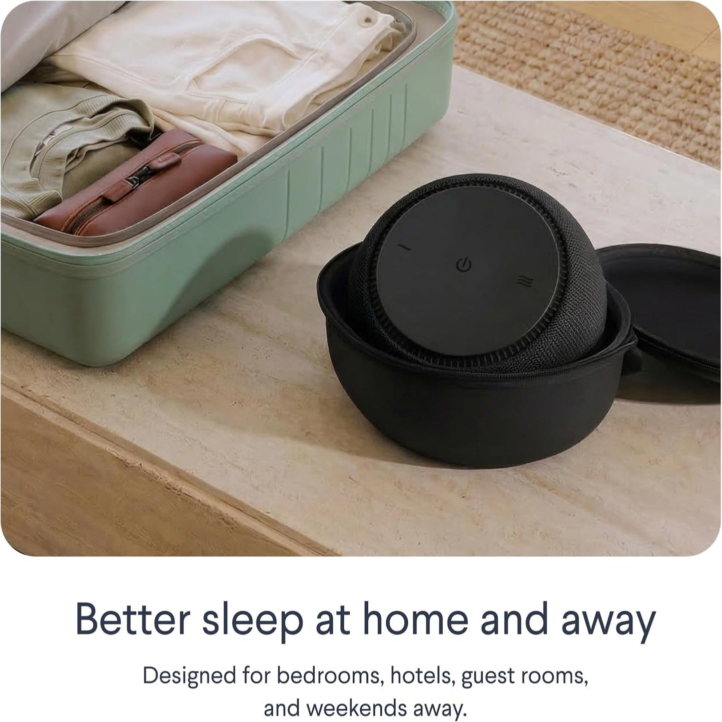 Pro - Smart White Noise Machine & Travel Case - Real Fan Inside, Non-Looping White Noise, Adjustable Tone & Volume - App-Based Remote Control & Sleep Timer - Midnight