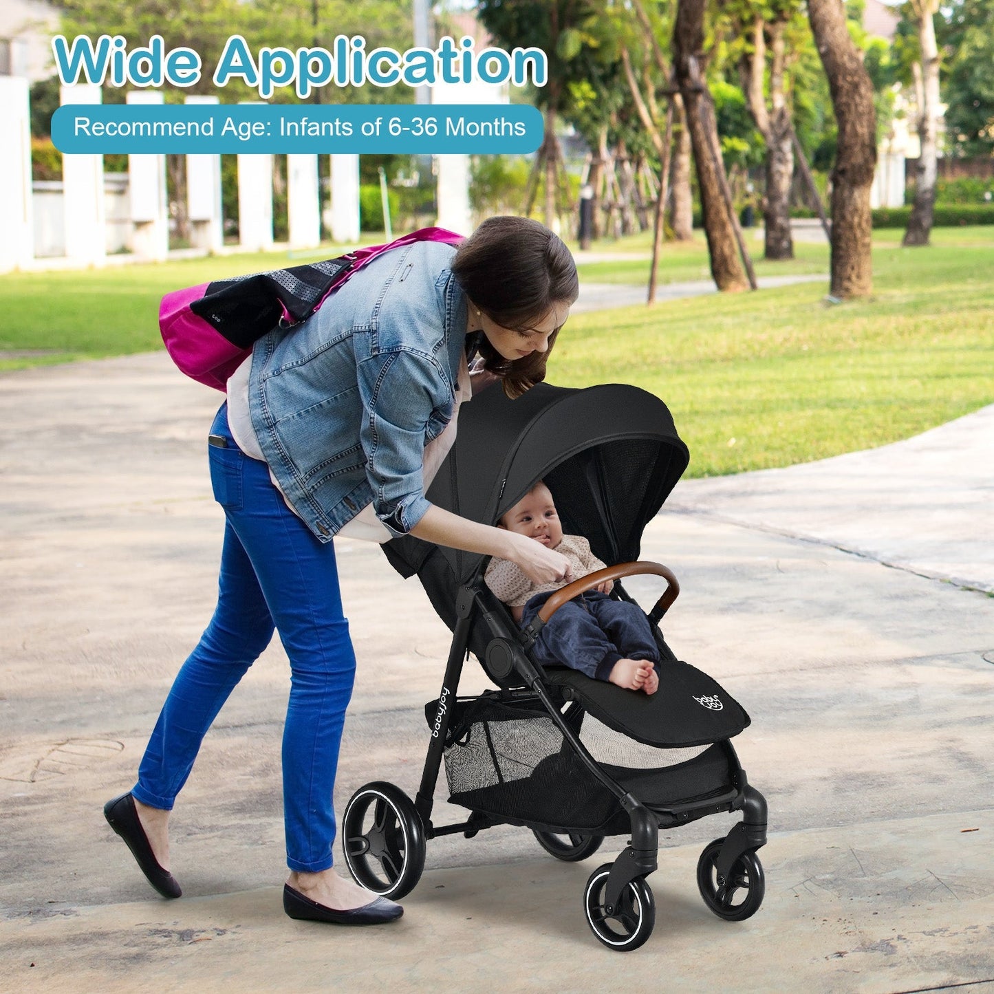 5-Point Harness Lightweight Infant Stroller with Foot Cover and Adjustable Backrest