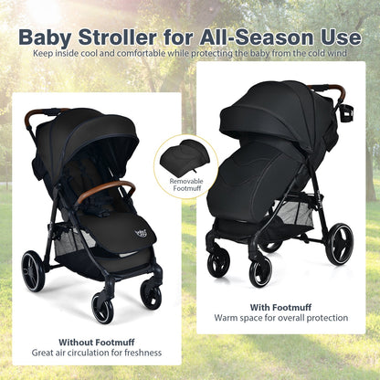 5-Point Harness Lightweight Infant Stroller with Foot Cover and Adjustable Backrest