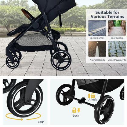5-Point Harness Lightweight Infant Stroller with Foot Cover and Adjustable Backrest