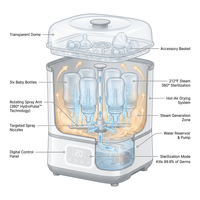 Baby Bottle Washer Pro, Sterilizer & Dryer — Wash 6 Bottles at Once, All-In-One Washer Machine for Bottles, Pump Parts & Baby Essentials – Replaces Hand Washing, Time-Saving for Busy Parents — How It Works
