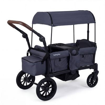 Foldable Wagon Stroller for 2 Kids Double Seater Toddler Stroller with Removable Canopy