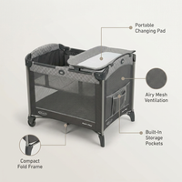 Pack and Play Change 'N Carry Playard with Portable Changing Station, Manor — infographic