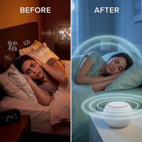 Pro White Noise Sound Machine - Natural Fan Noise, Non-Looping Sound, App Scheduler - Travel Case Included, Sleep Aid for Adults & Baby, 10 Volume Settings, Portable, Gift Registry - Cotton — Before & After