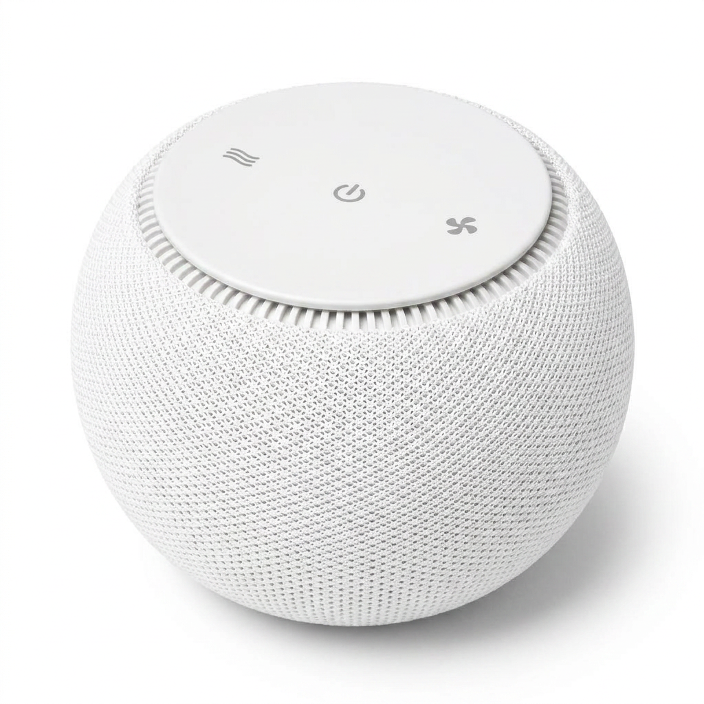 Pro White Noise Sound Machine - Natural Fan Noise, Non-Looping Sound, App Scheduler - Travel Case Included, Sleep Aid for Adults & Baby, 10 Volume Settings, Portable, Gift Registry - Cotton — Studio Shot