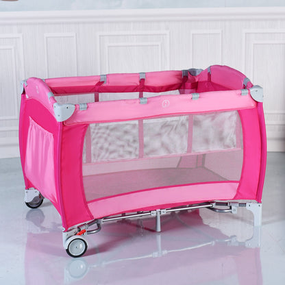 Foldable Wagon Stroller for 2 Kids with Removable Canopy and Adjustable Push Handle