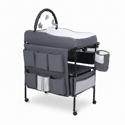 Baby Changing Table, Versatile Portable Folding Changing Table, Waterproof Diaper Changing Station with Waste Basket, Adjustable Height with 2 Drawers, Baby Changing Station