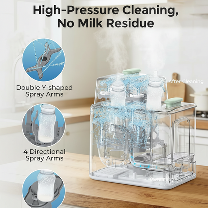 Baby Bottle Washer, Sterilizer & Dryer, All-In-One Cleaning Machine for Bottles, Pump Parts & Baby Essentials, 19 Min Rapid Wash & Auto Mode, 60 Detergent Tablets Time-Saving & Effortless Care