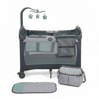 Portable Playard Changing Station Built for Home and Travel, Convertible Bassinet, Built-In Storage, Easy Fold