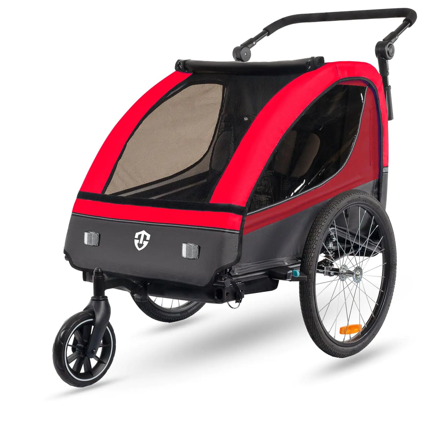 Veelar Sports Suspension Bike Trailer & Stroller | 2 in 1 Double Seat for Toddlers Kids Child Bicycle Carrier Jogger (Red) - # BAGEG11010016